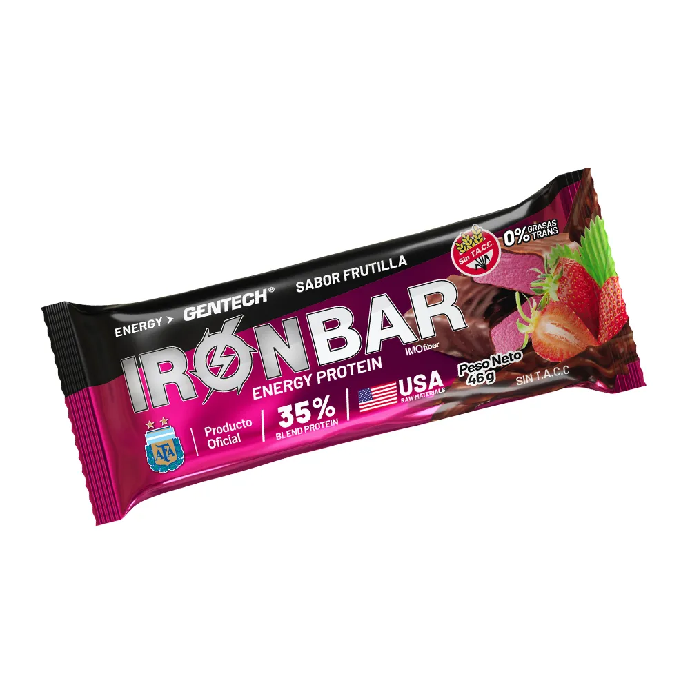 [11062] Barra proteica iron bar gentech unidad 46gs (Frutilla)