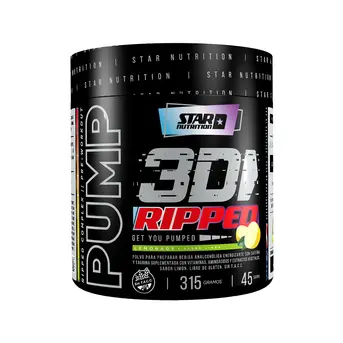 [617395129690] Pump 3d ripped pre entreno con quemador star nutrition 315gs (Limon)