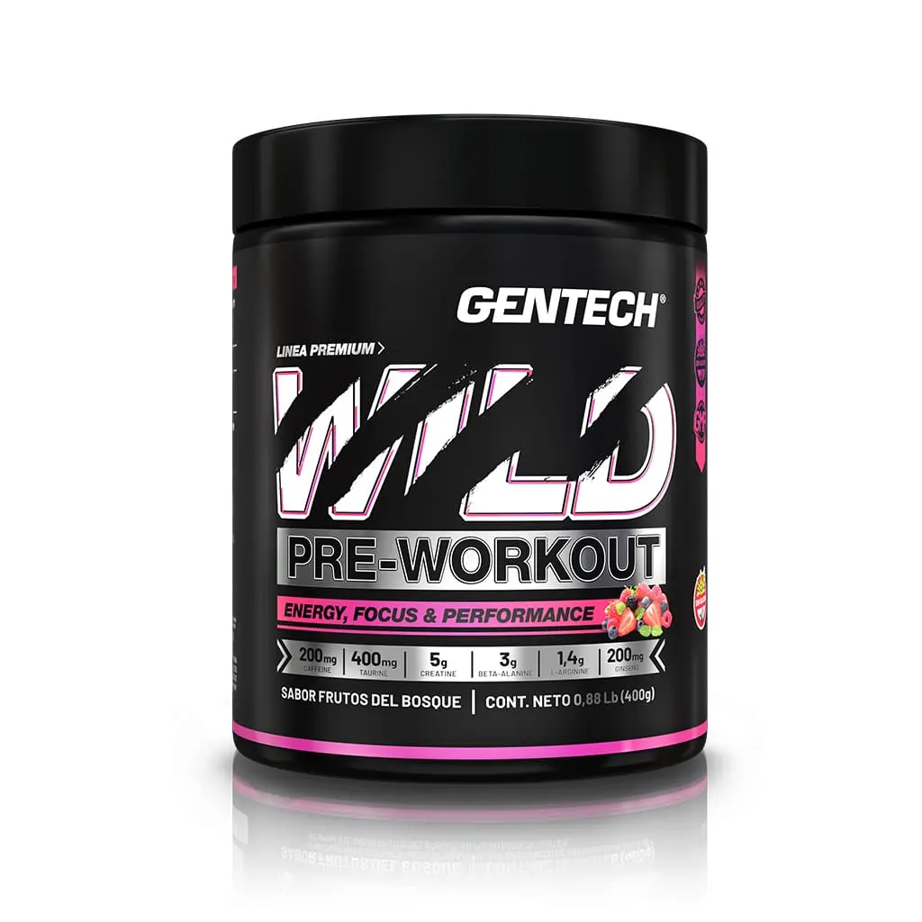 Pre entreno wild gentech x 400gs frutos del bosque