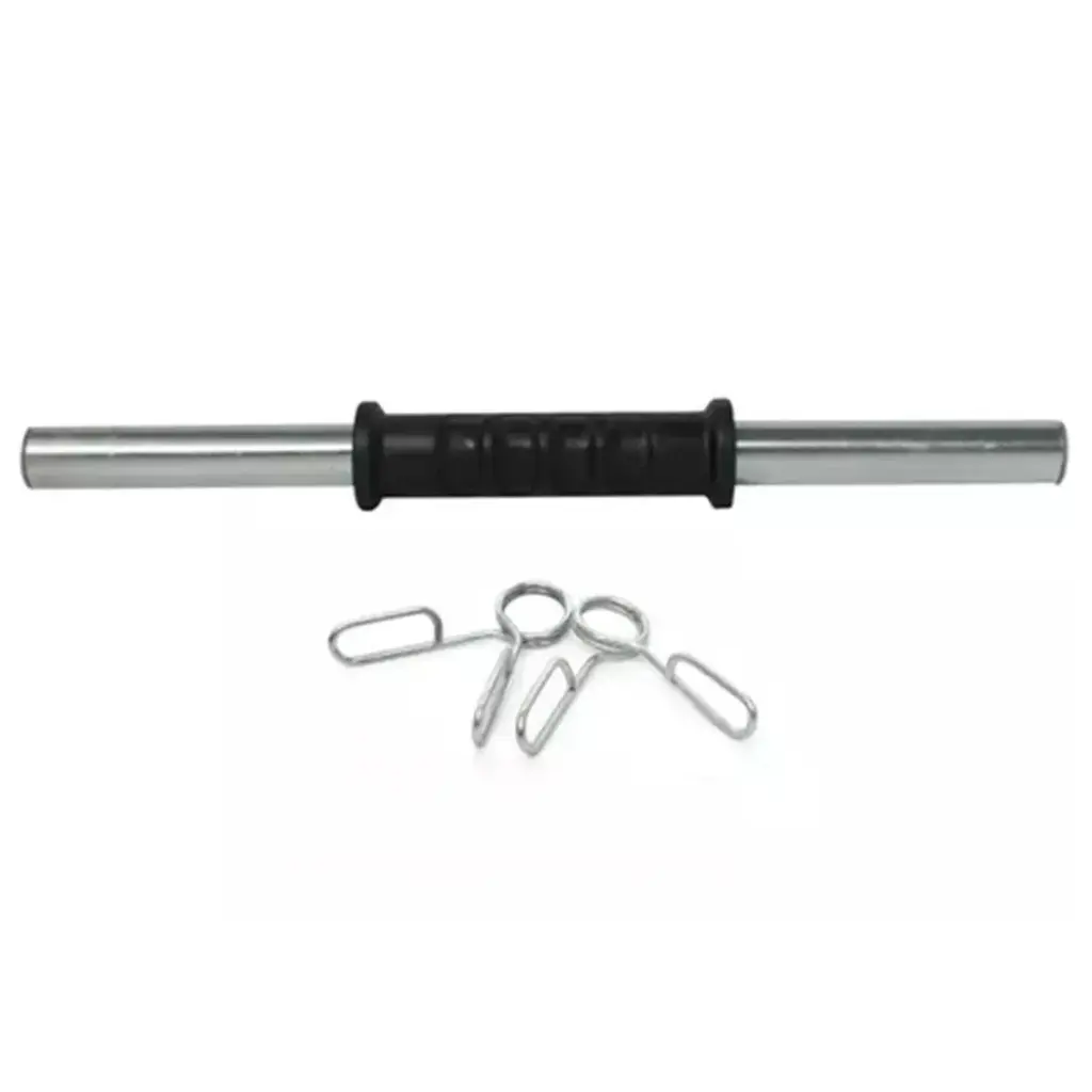 Mancuerna 35cm cromada maciza con topes - diametro 30mm puño de pvc