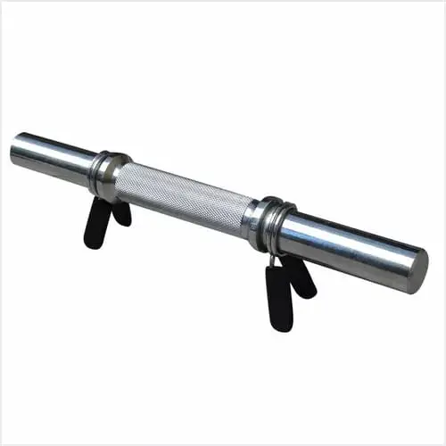 Mancuerna 35cm cromada maciza con topes importada - diametro 28mm