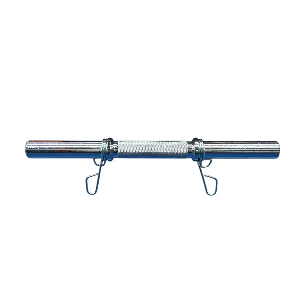 [12601] Mancuerna 40cm cromada maciza con topes importada - diametro 30mm