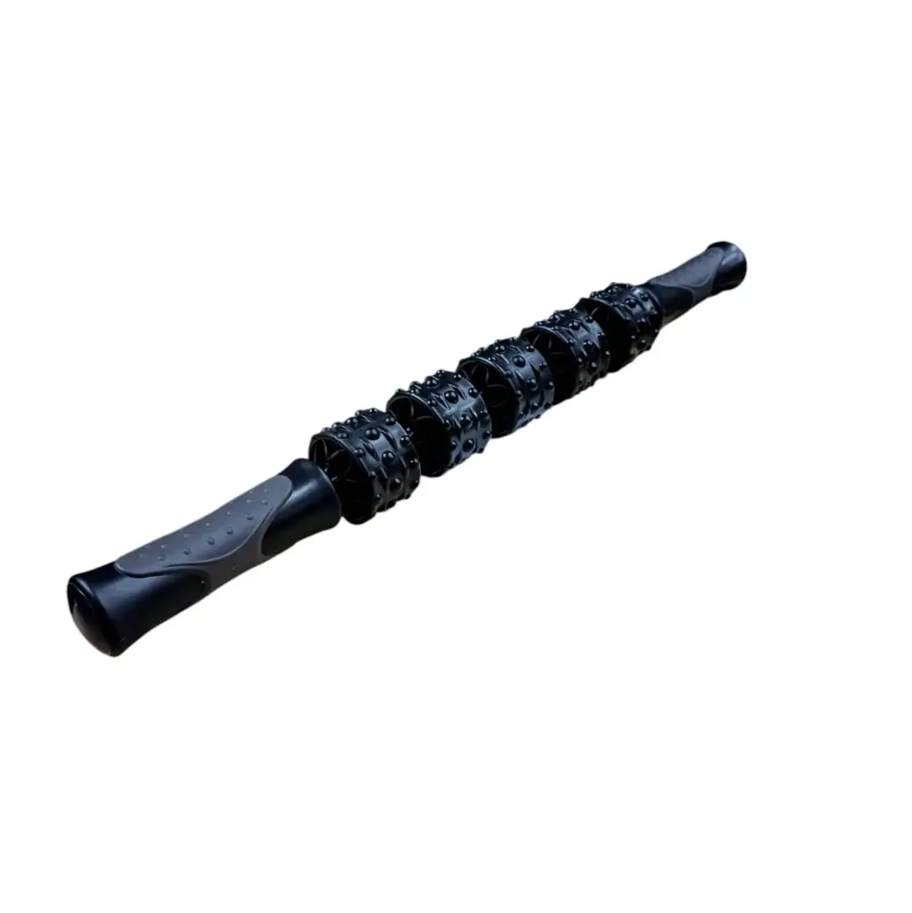 Barra stick masajeadora rodillos con puntos