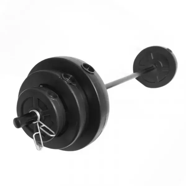 Kit body pump 17kg discos lisos: 2 discos de 5kg + 2 de 2,5kg + 2 de 1kg + barra recta 