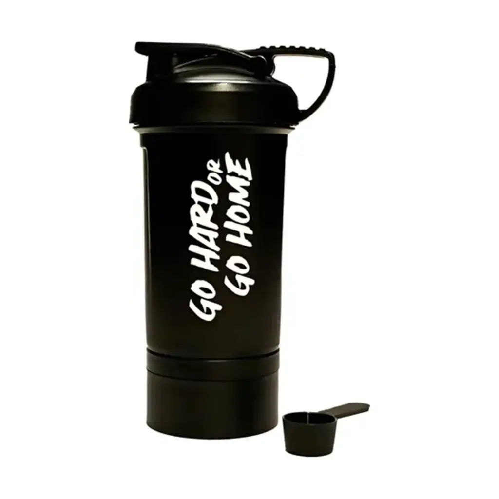 [30334] Shaker FLIP Color negro 500ml (2 EN 1 + Scoop) GO HARD