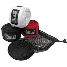 Set de 3 pack de vendas de boxeo everlast blanco-negro-rojo
