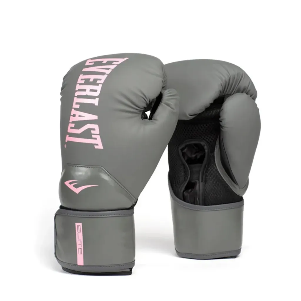 Guante de boxeo elite 2 everlast gris/rosa