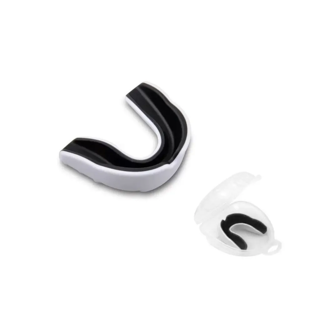Protector bucal bicolor simple moldeable para adultos con caja plastica