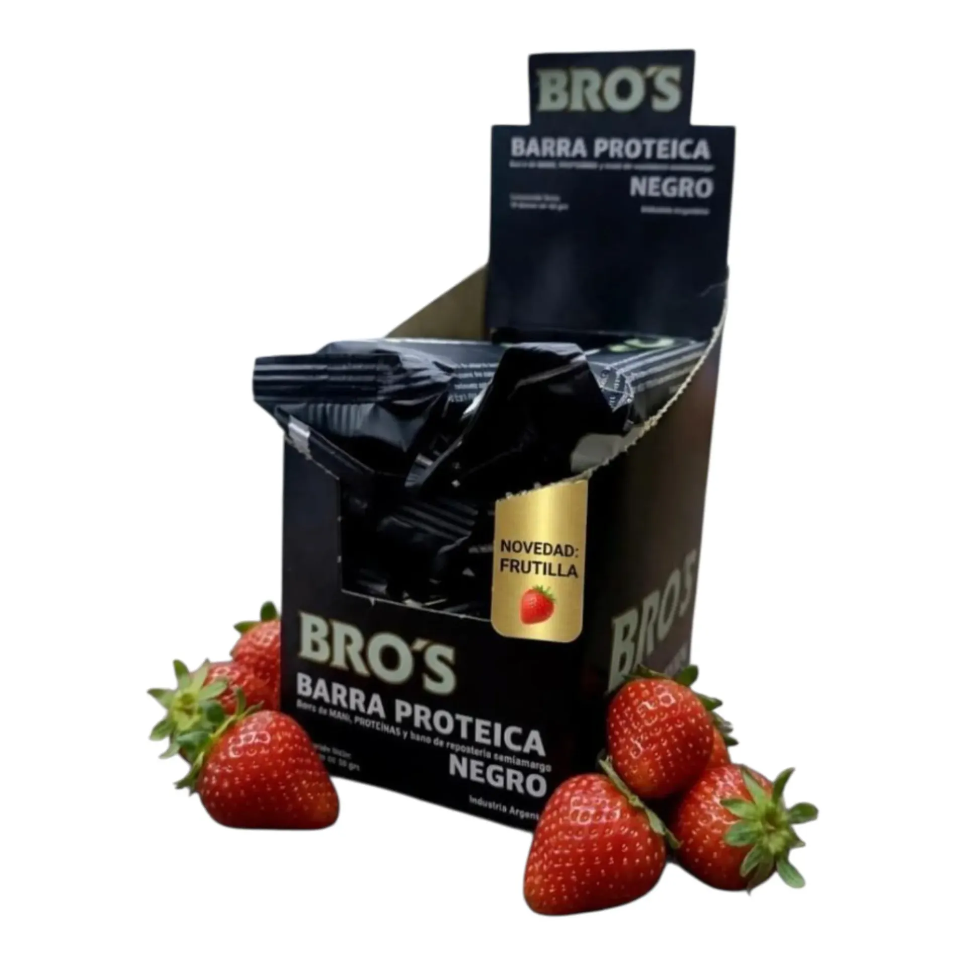 Barra proteica bros caja 10 x 50gs (Choco negro con frutilla)
