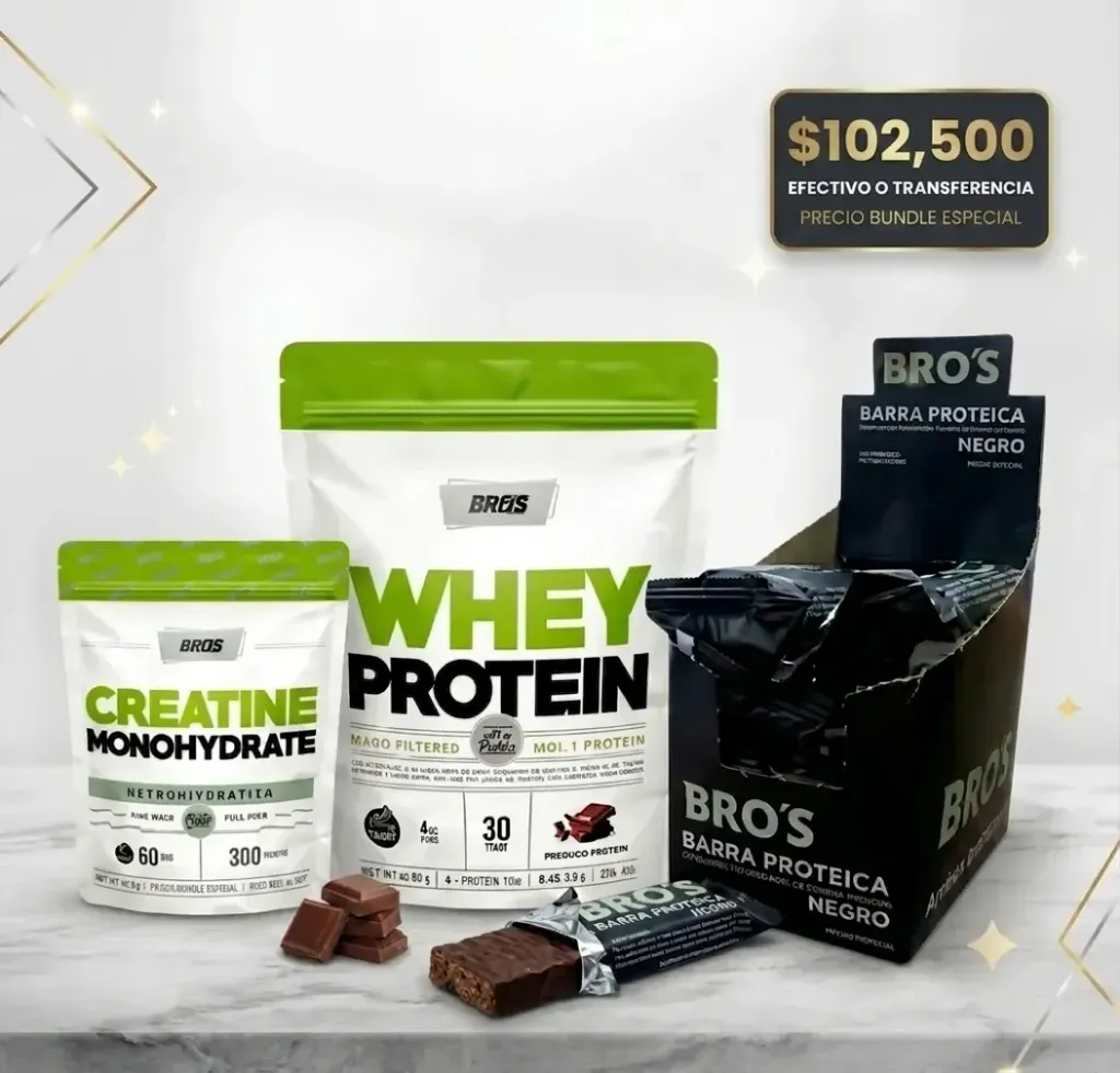 Combo proteina 2lb star, creatina 300gs star y 1 caja de barritas proteicas x 10u bros