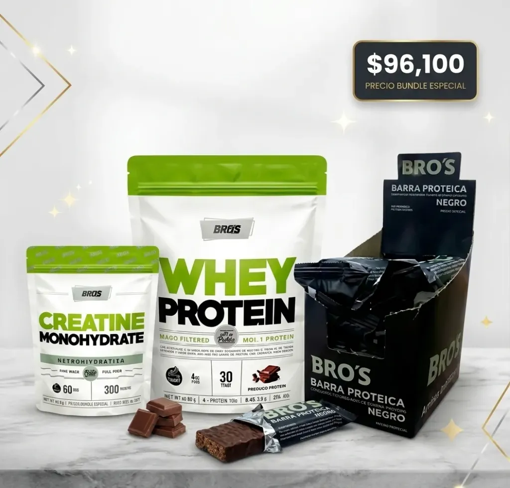 Combo proteina 2lb star, creatina 300gs star y 1 caja de barritas proteicas x 10u bros