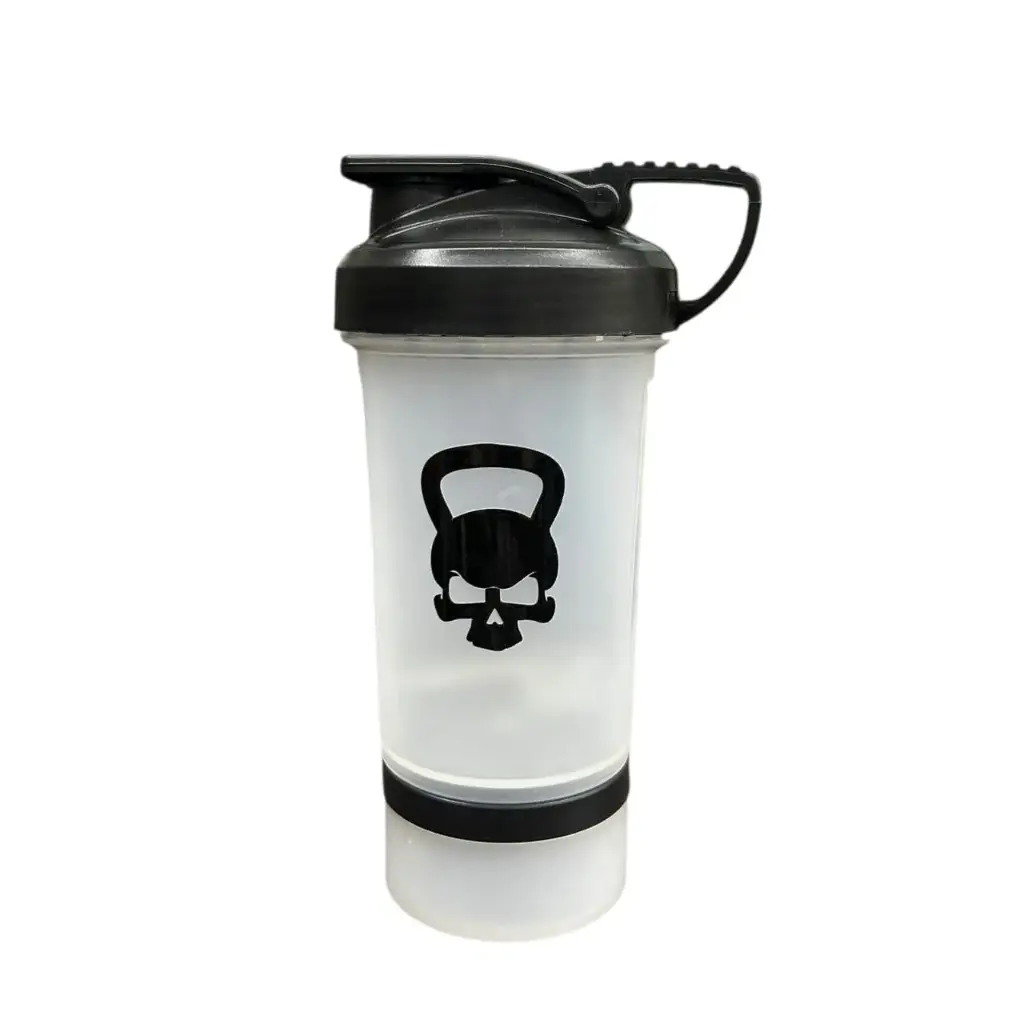 Shaker FLIP Color Transparente 500ml (2 EN 1 + Scoop) CALAVERA