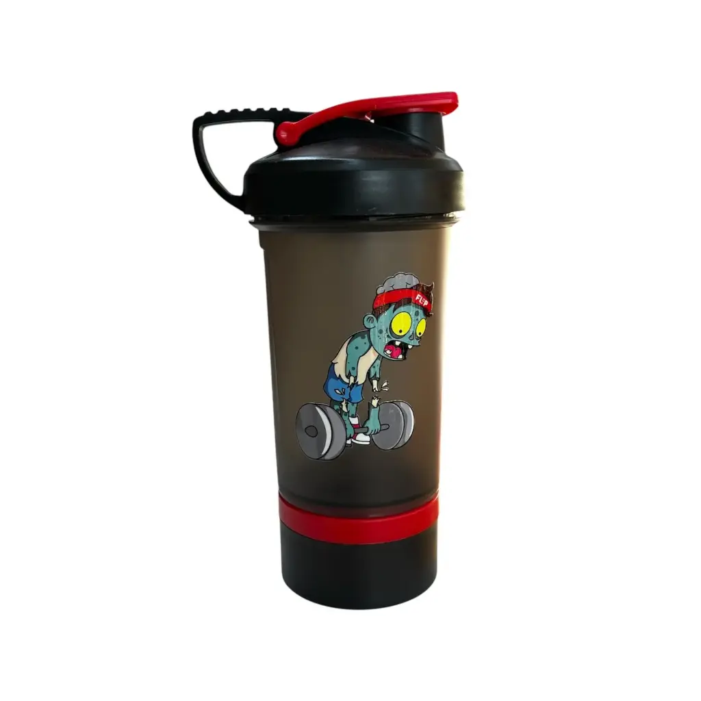 Shaker FLIP Color Fume- Rojo 500ml (2 EN 1 + Scoop) ZOMBIE