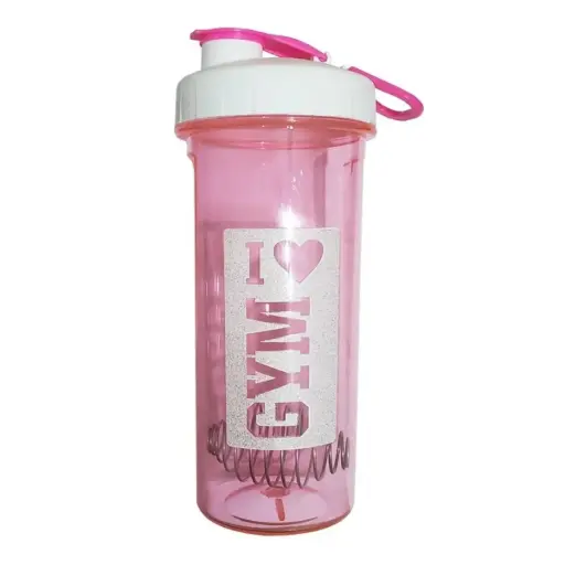 [467] Shaker acrilico c/resorte i love gym rosa
